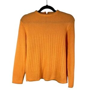Vintage Nan Dorsey 60's Orange‎ Ribbed Knit Sweater Back Zip Acrylic Mod Retro